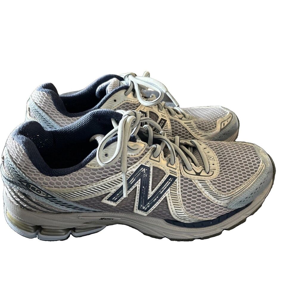 Mens New Balance 860v2 Size 10 D Athletic Shoe - White / Black / Silver Metallic